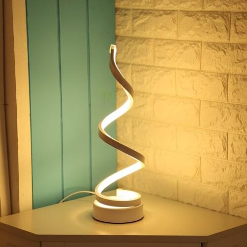 LED Table Lamp Energy-Saving Spiral Acrylic Bedside Decorative Lamp Night Light Reading Desk Light for Lighting Decor EU Plug