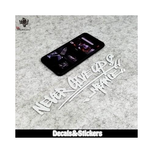 NO.L052 NEVER GIVE UP JDM 3M Reflective Stickers MOTO GP Car Windshield Glass Sticker Waterproof Decals Racing Motorcycle