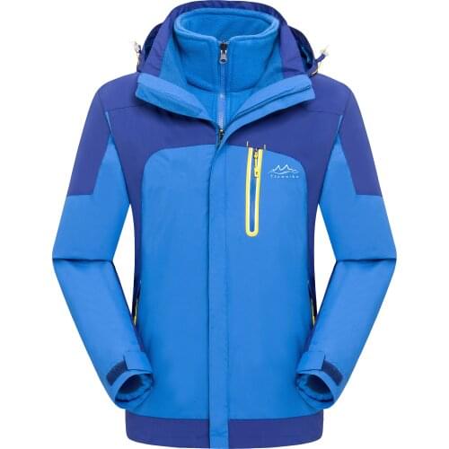 Ttuwoibo Winter Outdoor Mens Hiking 3-in-1 Jackets waterproof Hiking Jacket Windproof Breathable Warm The tank removable