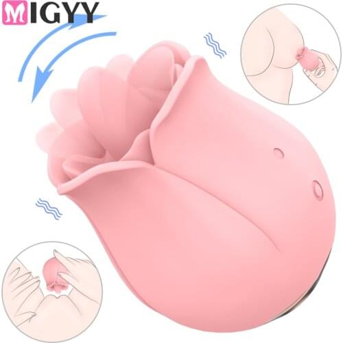 9 Frequency Rose Flower Clitoral Lick Vibrator Suction Tongue Licking G Spot Stimulation Pussy Massager Sex Toy For Women
