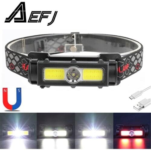 Waterproof XPG LED headlamp COB work light with magnet RED WHITE headlight built-in 18650 battery suit for fishing, camping