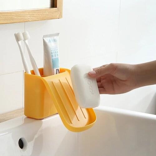 Soap Rack No Drilling Wall Mounted Double Layer Soap Holder Soap Sponge Dish Bathroom Accessories Soap Dishes Self Adhesive