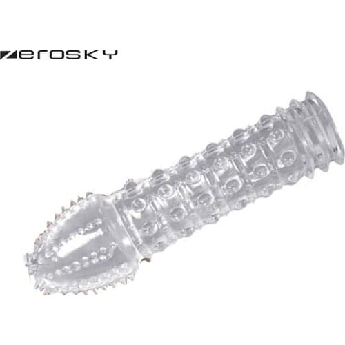 Zerosky Reuseable Crystal Condoms Penis Extender Ejaculation Delay Penis Enlargement Sleeves