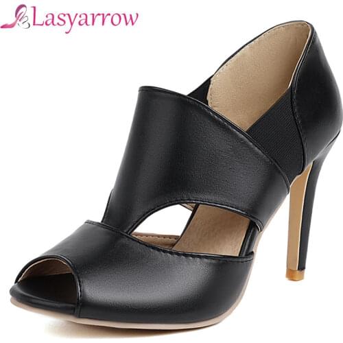 Lasyarrow 2021 Sexy Hollow Thin High Heels Sandals Women Ladies Shoes Classic Plus Size 34-48 Shoes Women Casual Party Sandals