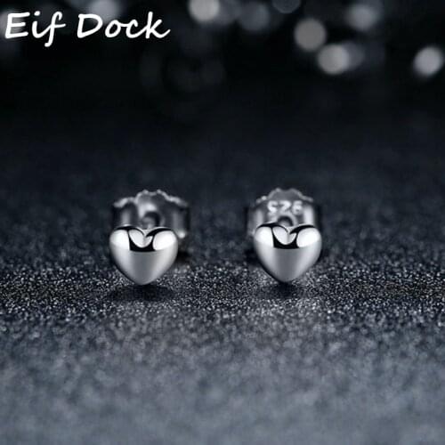 Eif Dock Silver Color Minimalist 2021 Heart Stud Earring For Women Wedding Party Band Jewelry Gift