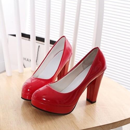 2021 High Heels Shoes Women White Wedding Shoes Thick High Heels Fashion Party Pumps Footwear Yellow Red plus size 41 42