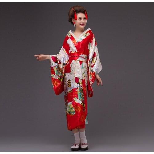 Fashion National Trends Women Sexy Kimono Yukata with Obi Novelty Evening Dress Japanese Cosplay Costume Haori Floral One Size