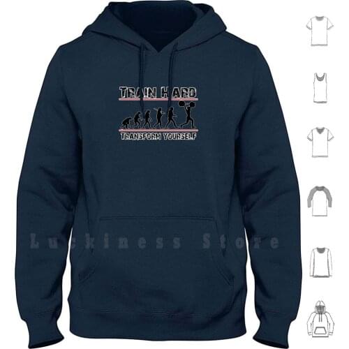 Train Hard Hoodie Long Sleeve Workout Gym Transformation Fitness Train Hard Motivation Hero Dwayne Johnson