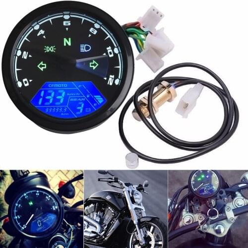 LCD Digital Motorcycle Speedometer Odometer Motor Bike Tachometer Gauge Multiple indicator functions as the L/R Turn Signal