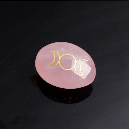 1PC Fashion Rose Quartz Moon Witchcraft Symbolic Crescent Palm Handmade Crystal Sun Symbols Reiki Healing Gift Decor