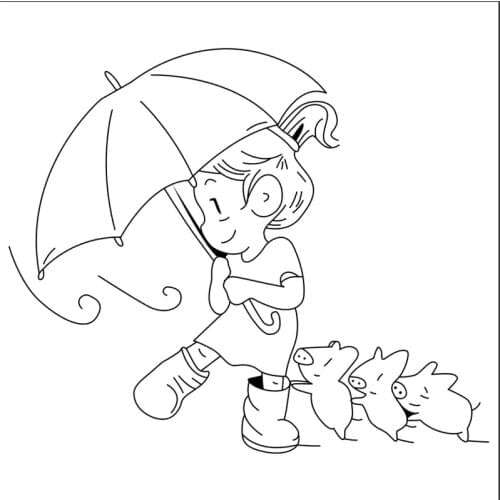 10x10 Girl holding an umbrella New Transparent Clear Rubber Stamp Sheet Cling Scrapbooking Photo Album PaperCard DIY Craft