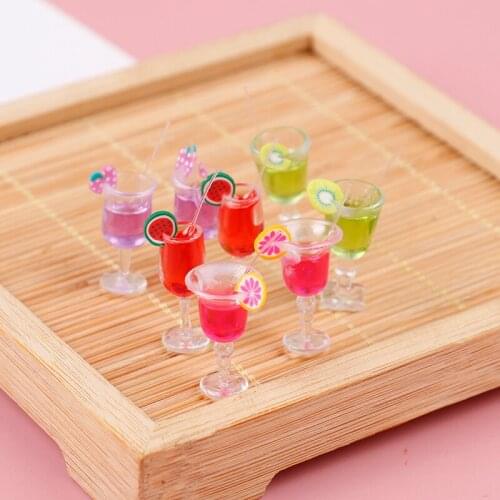 4Pcs 1:12 Dollhouse Miniature Drink Juice Cocktails Cups Dolls Kitchen Food Accessories Simulation Kitchen Bar Toys