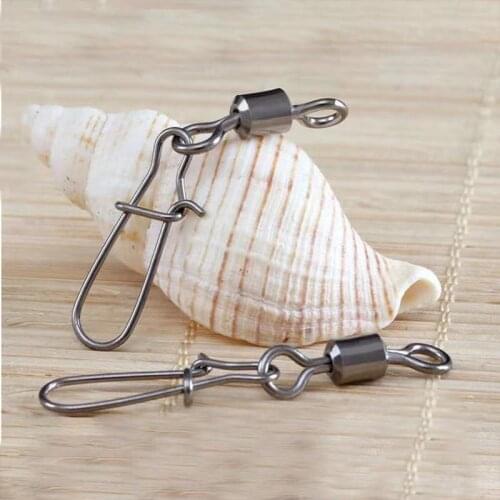 50pcs/lot Pike Fishing Accessories Connector Pin Bearing Rolling Swivel Stainless Steel Snap Fishhook Lure Swivels Tackle