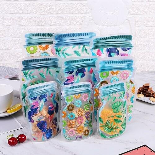 500Pcs Mason Jar Food Sealing Storage Bag Reusable Candy Cookies Bag Refrigerator Fresh Storage Bag Ziplock Kitchen Organizer