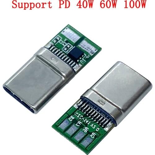 6pin USB 3.1 TYPE-C Male Plug Connector Soldering Data line parts For Notebook PD40W 60W 100W 5A current high power Charge Cable