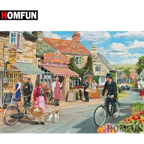 HOMFUN 5D DIY Diamond Painting Full Square/Round Drill "Town landscape" 3D Embroidery Cross Stitch gift Home Decor A08229