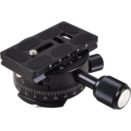 Aluminum CNC 360 Degree Panoramic Panning Base Tripod Head Clamp +1/4'' Quick Release Plate for DSLR Camera & Tripod
