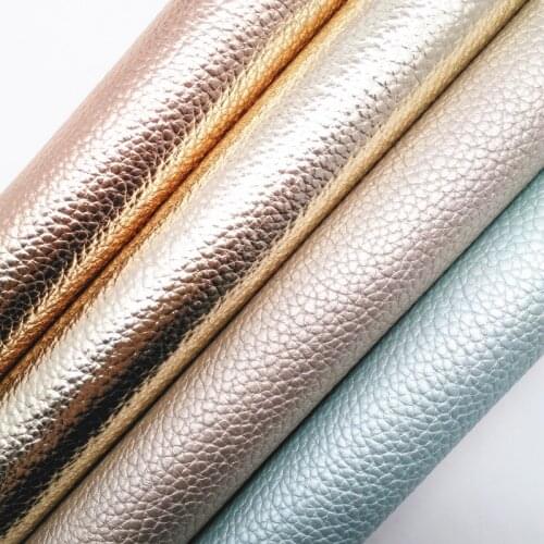 Amonglitter Rose Gold Gold Synthetic Leather, Litchi Faux Leather Fabric Sheets for DIY Bows Bags 21x29cm A4 size MB009