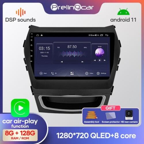 Prelingcar Android10.0 NO DVD 2 Din Car Radio Multimedia Video Player Navigation GPS For Hyundai IX45 Santa fe 2013 Octa-Core 4G