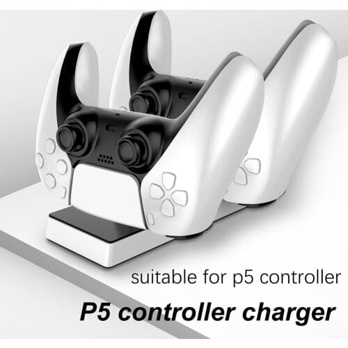 Wireless Controller Dual Charger Cradle Electronic Machine Accessories for Sony PS5 Power Station with LED Light