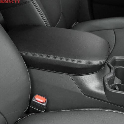BJMYCYY Car central container armrest box PU Leather content box holder accessories For toyota rav4 RAV 4 XA50 2019 2020 cover