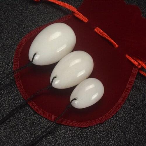 Dillred Jade Eggs Natural White Jade Yoni Eggs Yoni Massage Stone Women Kegel Exercise Pelvic Muscle Vaginal Tighting Ball