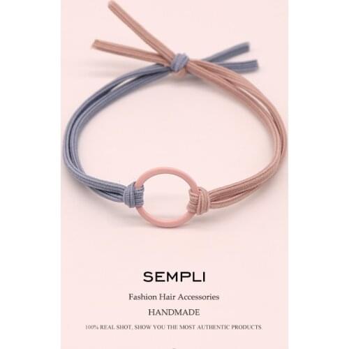 Sempli High Elasticity Elastic Hair Bands Metal Hoop Iron Ring Women Girls Kids Scrunchie Hair Accessories Microfiber Fashion