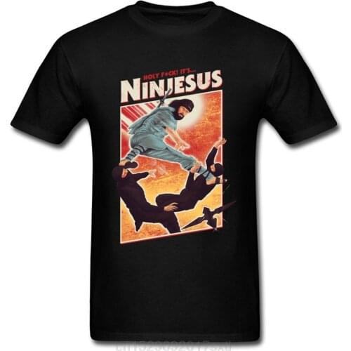 Ninjesus Funny Character T-shirt Men 3D Tops Ninja Tee Shirts Jesus Black T Shirt Summer Clothing Kung Fu Tshirt
