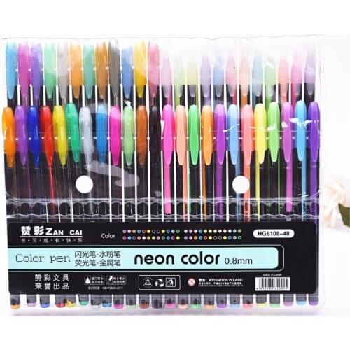 48 Colors/Set Gel Pen Metallic Marker Pens Neon Color Sketch Pen Creative Ballpoint Pen Highlighter Material Escolar