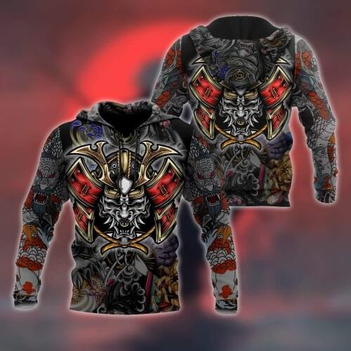 Autumn Fashion Retro Hoodies Beautiful Samurai Armor 3D Printed hoodies Unisex Zip Pullover Casual Harajuku Streetwear DW0387