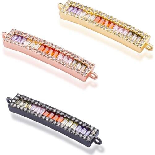 Personality Simple Fashion Long Zircon Metal charm Connector DIY Handmade Bracelet Necklace Accessories Wholesale