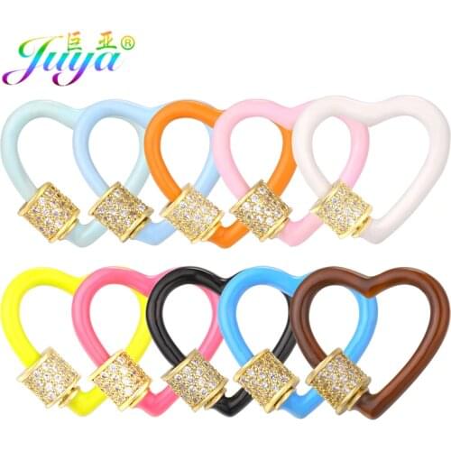 Juya Handicraft Love Heart Jewelry Supplies Handmade Enamel Fasteners Carabiner Screw Lock Clasps For Pendant Jewelry Making