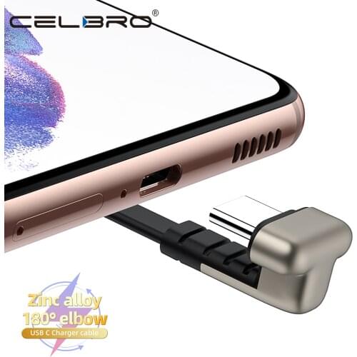 Usb Type C Cable U Shape Usbc Flat Charging Wire Cord 90 Degree For Samsung S20 S10 Note 10 A71 A51 Xiaomi Mi 11 Redmi K40 K30
