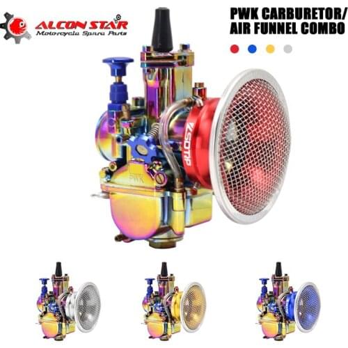 Alconstar- Motorcycle Keihi PWK Carburetor Carb 21 24 26 28 30mm with Power Jet+50mm Wind Cup Racing For 125-250CC Dit Pit bike