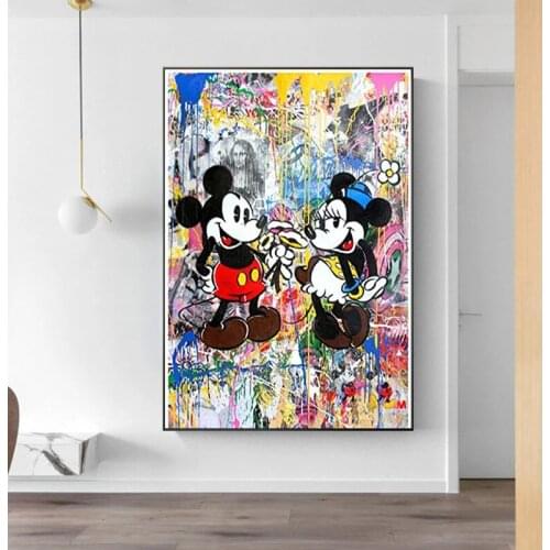 Disney Mickey Minnie Celebrate Canvas Painting Cartoon Poster Print Graffiti Art Wall Picture for Living Home Decoration