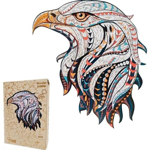 MINOCOOL Colorful Wooden Animal Puzzle Animal-shaped eagle Jigsaw Puzzle Gift For Adults Kids Educational Toy Wooden Gift Box