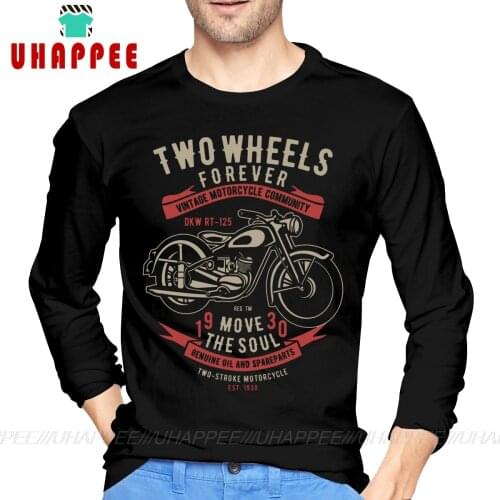 Men Two Wheels Move The Soul Vintage Motorcycle Custom Long Sleeve Print Large Size Base T Shirts