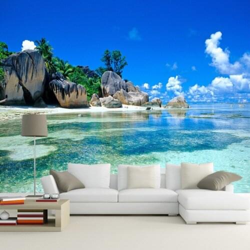 Custom 3D Mural Wallpaper Non-woven Bedroom Livig Room TV Sofa Backdrop Wall paper Ocean Sea Beach 3D Photo Wallpaper Home Decor