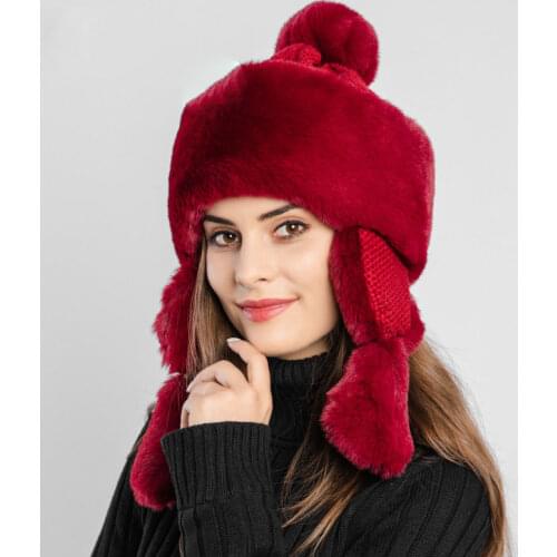 2020 New Ladies winter Lei Feng hat plus velvet warm earmuffs ski caps outdoor riding windproof cap Lei Feng hat Bomber Hats