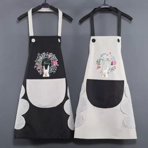 New fashion household aprons with pockets can wipe hands aprons cooking aprons unisex waterproof and oil-proof kitchen