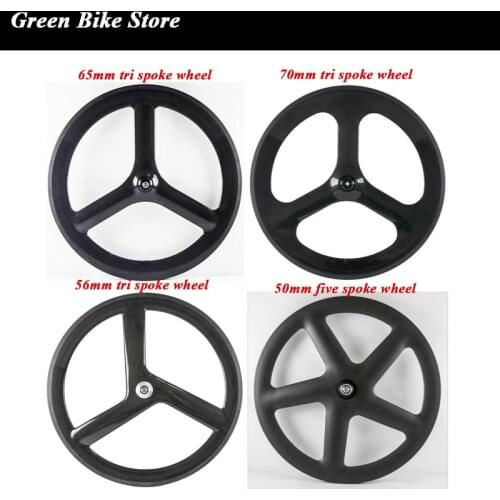 Wholesale 3 spoke wheel T700 Full Carbon Fibre Road Bike Fixie Gear Bicycle Tri Spoke Carbon Wheelset ClincherTrack Bike