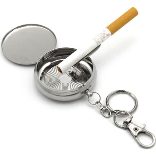 Personalized Sealed Ashtray Portable Metal Mini Ashtrays For Travel Storage cigarette Butt Keychain Pendant Mens Gadget