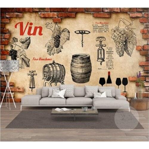 Beibehang Custom wallpaper retro European and American hand-painted high-end wine winery bar tooling background papel de parede