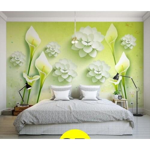 Custom fresh lily 3D TV background wall wallpaper large murals,hotel living room bedroom sofa wall 3d wallpaper papel de parede