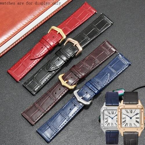Genuine Leather Watchband Suitable For Cartier Tank Solo Santos Dumont Series Mens And Womens Watch Chain Quick Release