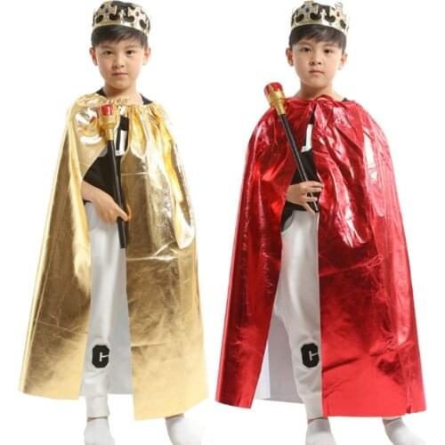 Christmas Gift Prince Princess Cloak Crown King Queen Ryoal Cape Birthday Party Halloween Costume Kids CosplayCarnival