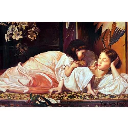 Hand Painted Wall Art Painting Portrait Mother and Child by Lord Frederic Leighton Classic Canvas Picture