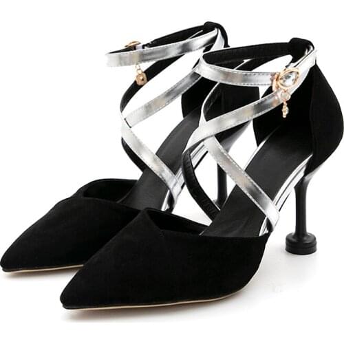 Sandalia Feminina 2019 new Wild High-heeled shoes pointed Word buckle sandals Fine heel with Women Single shoes zapatos de mujer