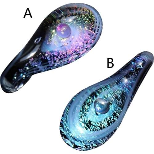 Handmade Glass Galaxy- Teardrop Pendant Necklace Universe Glass Nebula Space Cosmos Water Drop-shaped Pendant Jewelry