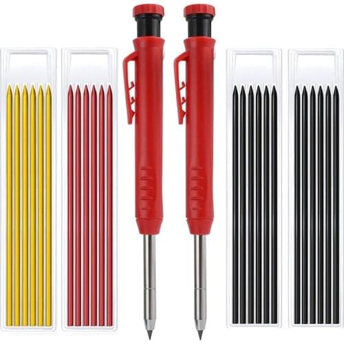 Carpenter Pencils With Sharpener Set , Carpentry Markers,Long Nose Deep Hole Mechanical Pencils, Suitable For Architects